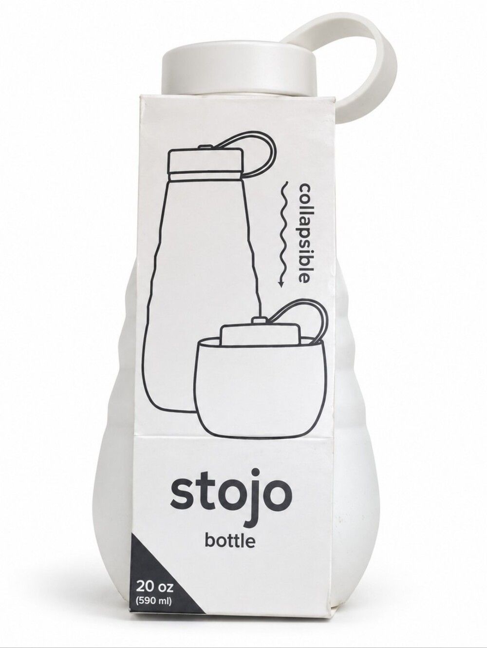 Stojo Collapsible Water Bottle 20 oz 590 mL White New